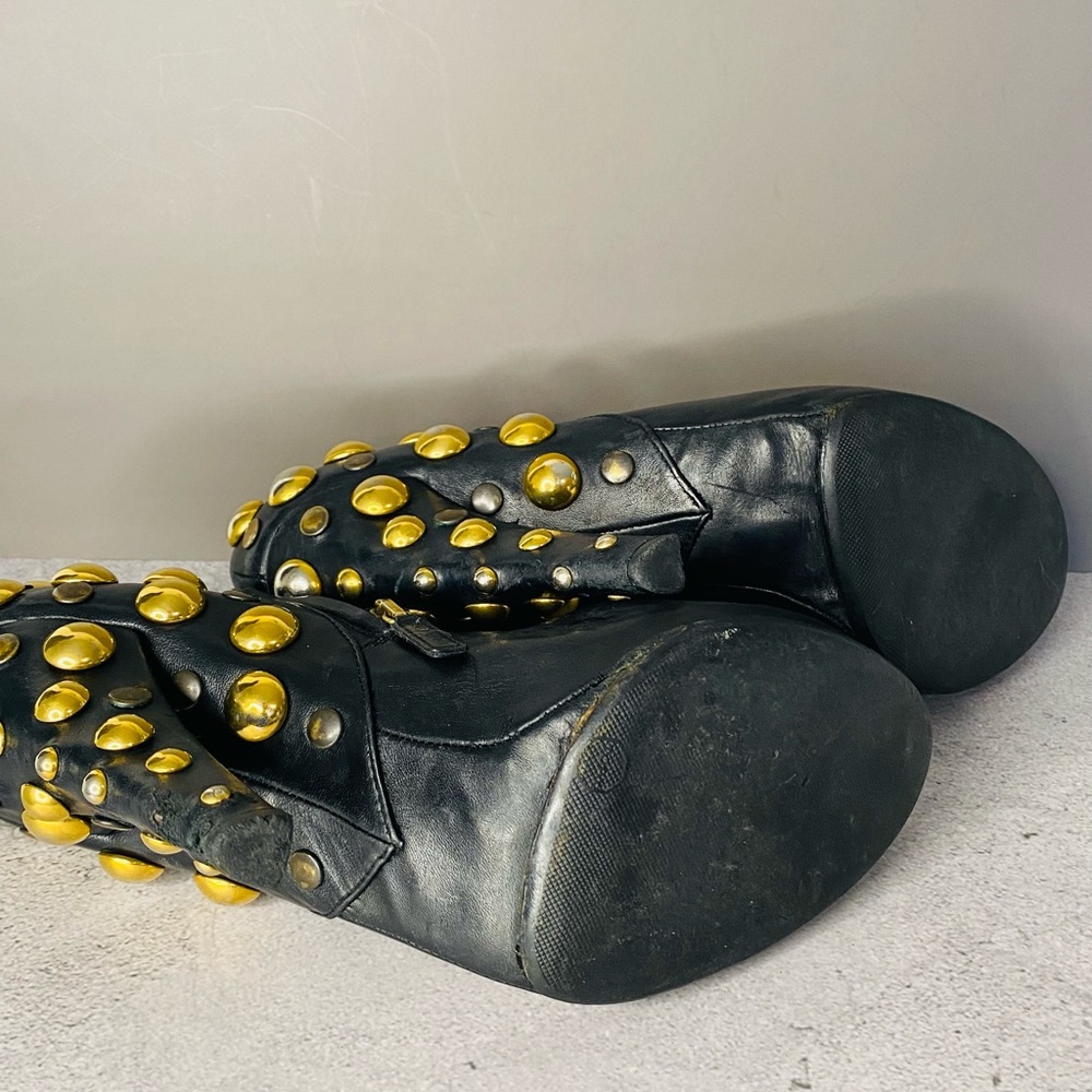 Gucci Babouska Studded Ankle Boots (Size 39)   Black leather with Gold Studs - Picture 11 of 15